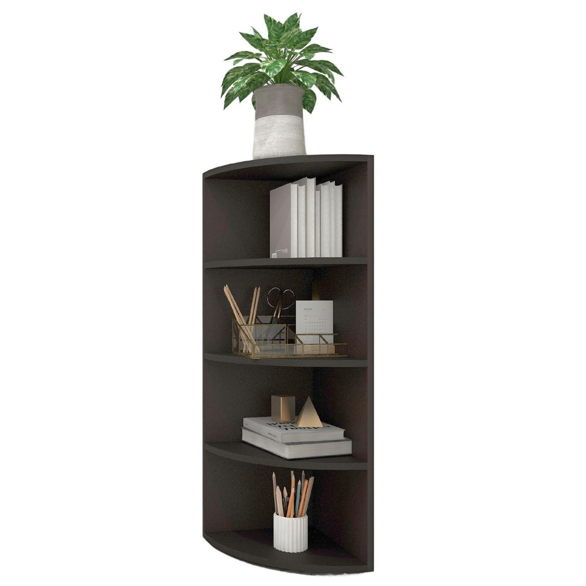 ECKREGAL CORNER 120 Holz Schwarz 4 Etagen 40/40/120 cm - Schwarz, Holzwerkstoff (40/120/40cm) - Coemo