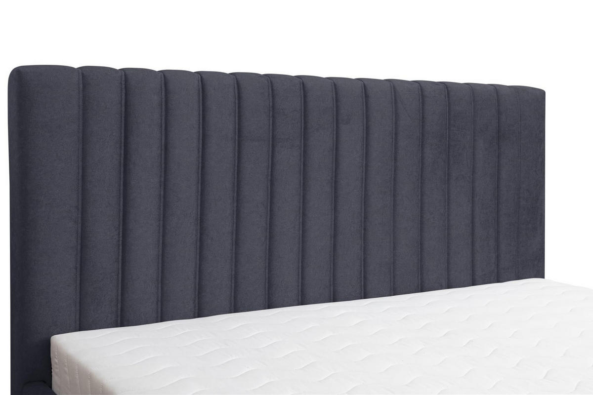 POLSTERBETT QUANT mit Bettkasten Velour Stoff 180 x 200 cm - Dunkelgrau, Holzwerkstoff (180/200cm) - VENASI MÖBEL
