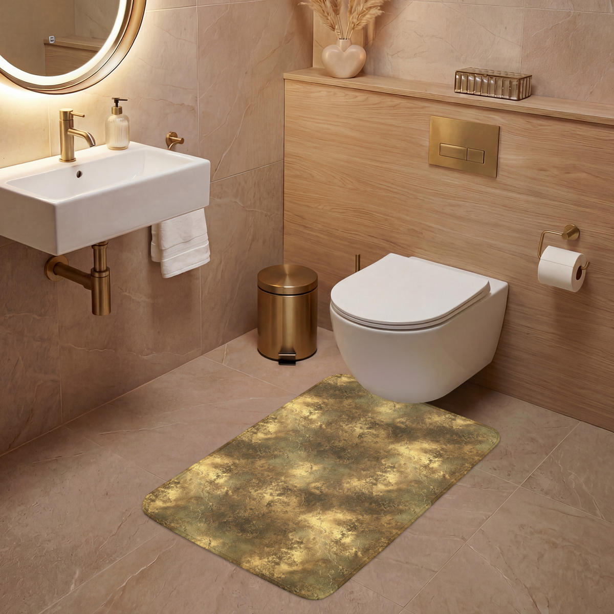 WC PŘEDLOŽKA Antique - metalický vzhled - Gold 60x90 cm - zlatá, textil/plast (60/1cm) - OnlyWow
