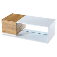 COUCHTISCH DE-001 LED Weiß/Holzfarbe - Weiß, Holzwerkstoff (105/50/36cm) - ComfortXL