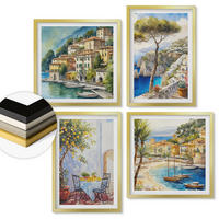 WANDBILDER 4er Set - 50x50 cm & 40x60 cm Goldrahmen - Italienische Städte (Aquarell) - Goldfarben, Kunststoff (50/50cm) - ArtPrintCave
