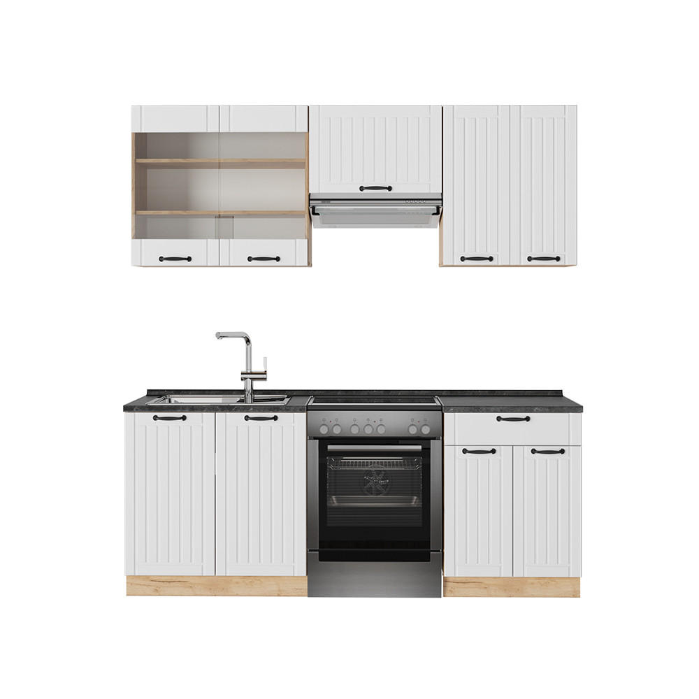 Vicco Küchenzeile Weiß, Eiche 200x81.6x60 cm