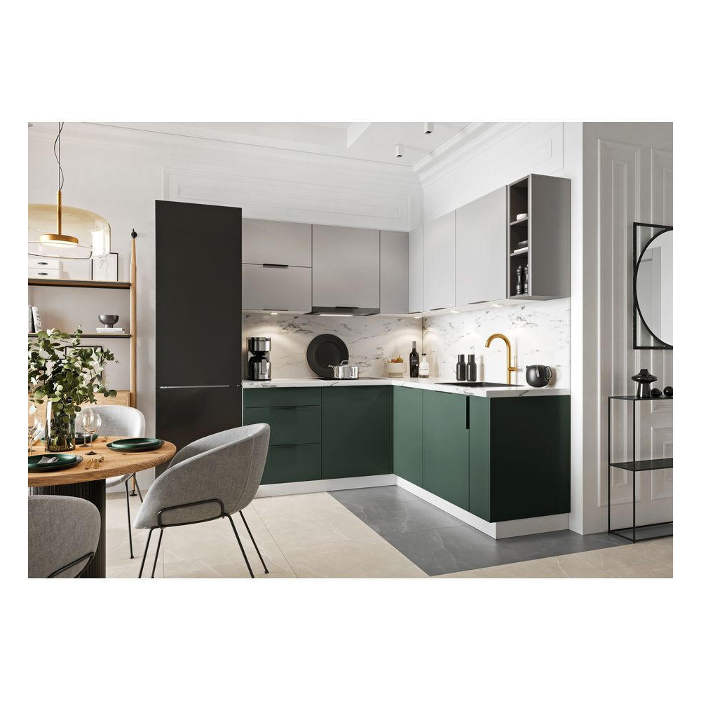 ECKKÜCHE 190 x 180 cm - Morvex KS9-G370 - in Grün / Grau - Schwarz/Grau, Holz/Holzwerkstoff (190/213/180cm) - ROYAL24_MARKT