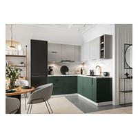 ECKKÜCHE 190 x 180 cm - Morvex KS9-G370 - in Grün / Grau - Schwarz/Grau, Holz/Holzwerkstoff (190/213/180cm) - ROYAL24_MARKT