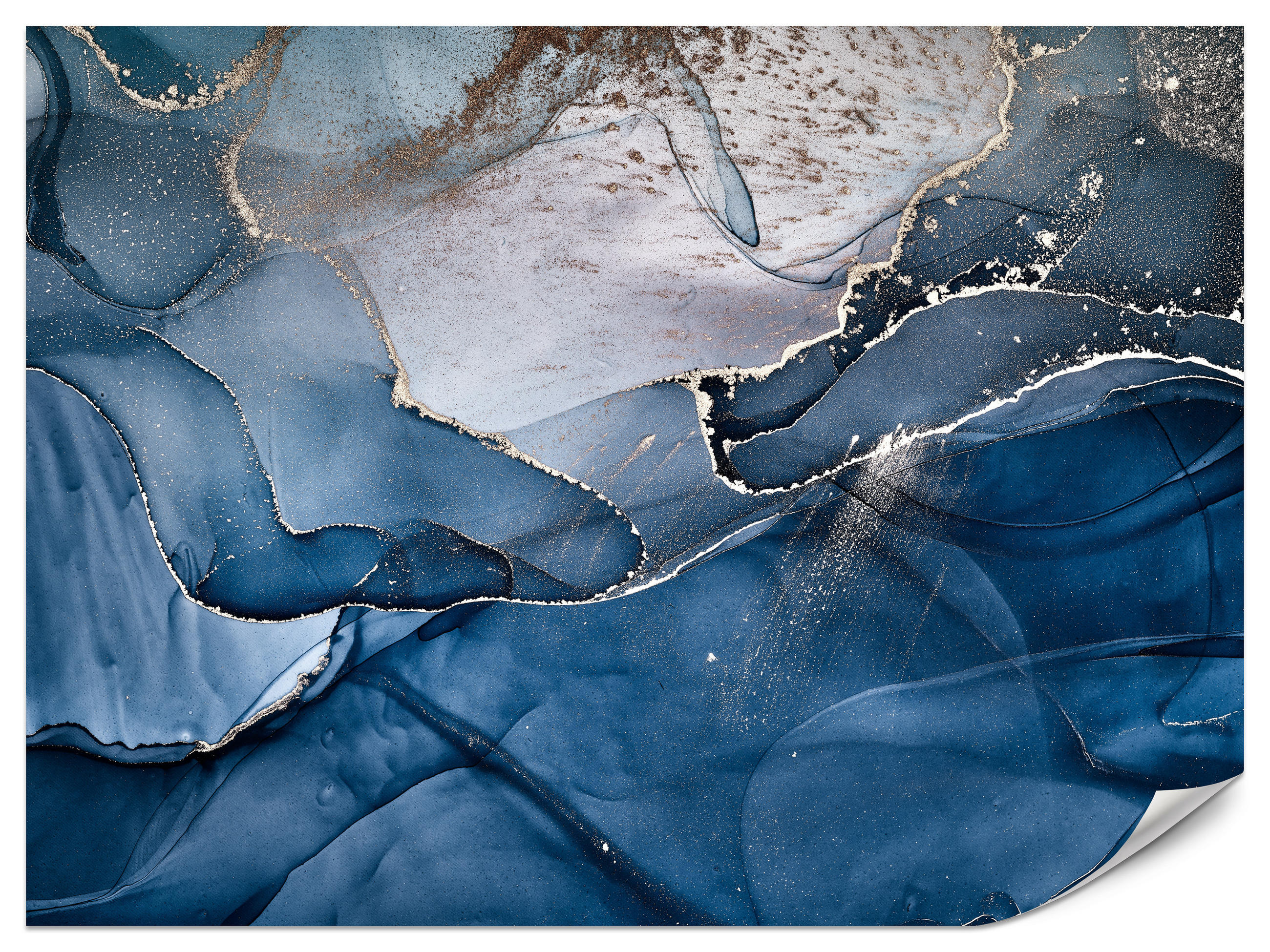 Muralo Fototapete Weiß, Grau, Blau, Gold 100x70 cm