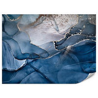 FOTOTAPETE für Badezimmer Blauer Marmor Gold Modern 150x105 - Blau/Goldfarben, Papier (150/105cm) - Muralo