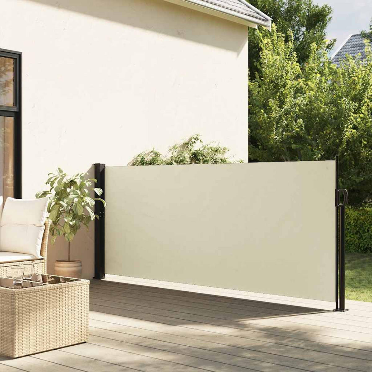 SEITENMARKISE Ausziehbar Creme 100x500 cm - Creme, Textil (500/100/500cm) - furnicato