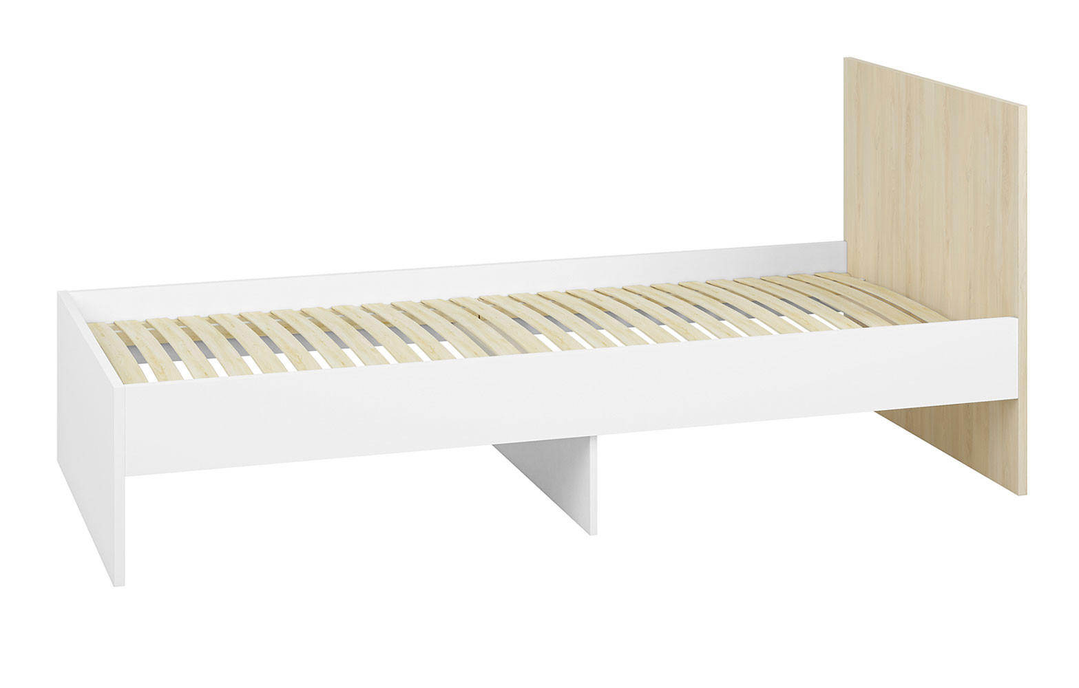 BETT Elmo weiß / Buche 95 / 205 / 88cm - Buchefarben/Weiß, Holz/Holzwerkstoff (90/200cm) - Feldmann-Wohnen