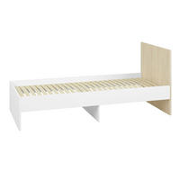 BETT Elmo weiß / Buche 95 / 205 / 88cm - Buchefarben/Weiß, Holz/Holzwerkstoff (90/200cm) - Feldmann-Wohnen