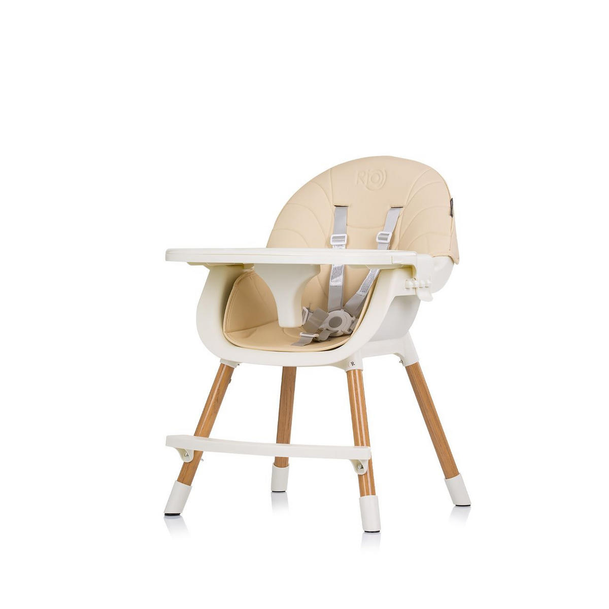 HOCHSTUHL Rio 2 in 1 hellbraun Kinderstuhl rutschfeste Beine 5-Punkt-Gurt - Braun, Metall (61/84/51cm) - Chipolino