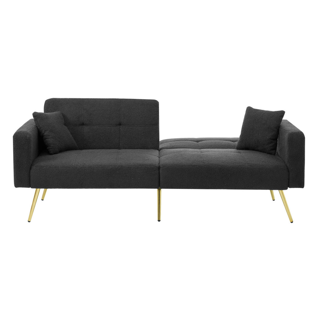 SCHLAFSOFA aus Lammwollstoff 175x64x72 cm Antikgrau mit verstellbarer Rückenlehne und Bettfunktion - Dunkelgrau, Kunststoff (64/72/175cm) - Modfu