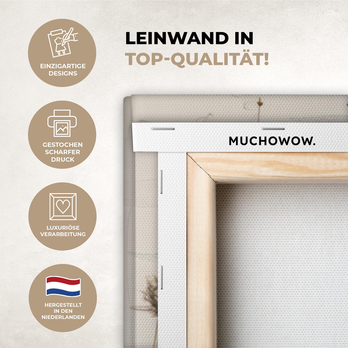 LEINWANDBILD Blumen - Rosa - Modern - Beige Deko Groß 90x140 cm - Beige, Textil (90/140cm) - MuchoWow