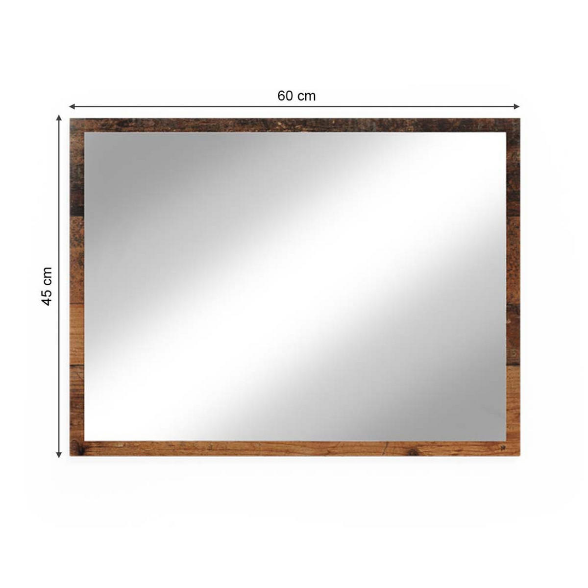 KOUPELNOVÉ ZRCADLO Kiko Rustikální dub - divoký dub, sklo (45/60/2cm) - Vicco