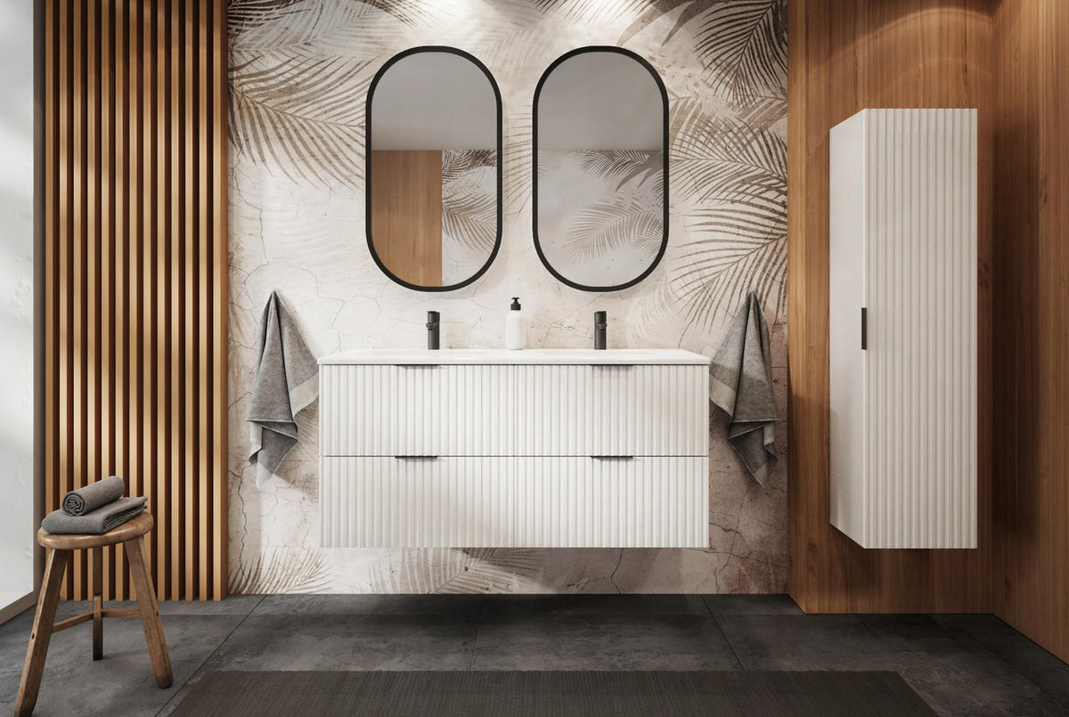 WASCHBECKUNTERSCHRANK FLOW Weiß matt 120/57/46 cm - Weiß, Holzwerkstoff (120/57/46cm) - Rodan