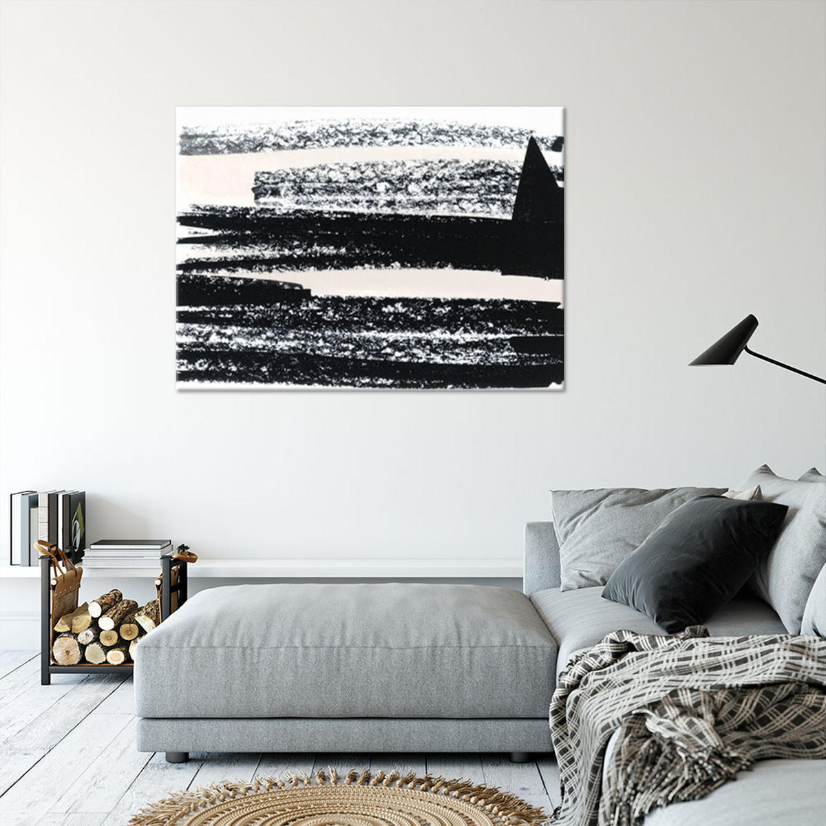 LEINWANDBILD Moderne Abstraktion 120x80cm - Schwarz, Textil (120/80cm) - Feeby