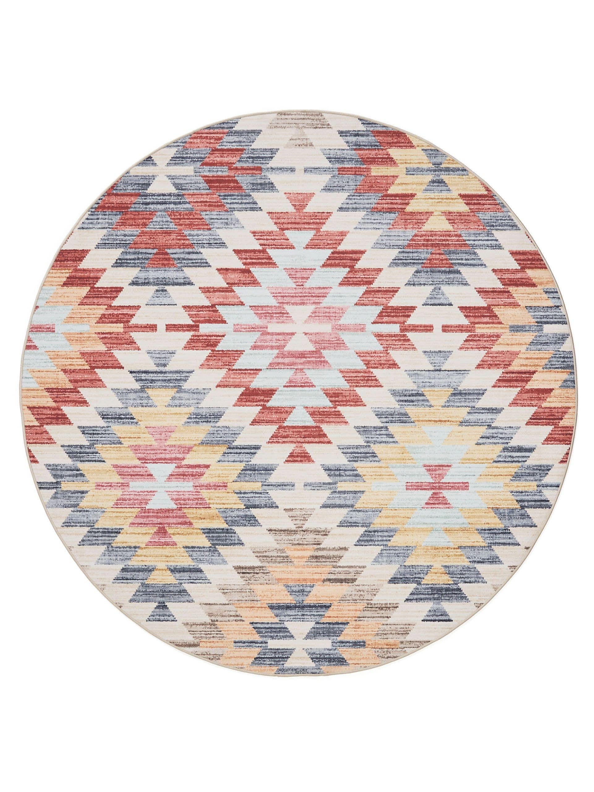 VINTAGE-TEPPICH George waschbar ø 120 cm rund - Beige/Multicolor, Kunststoff (120/120cm) - benuta
