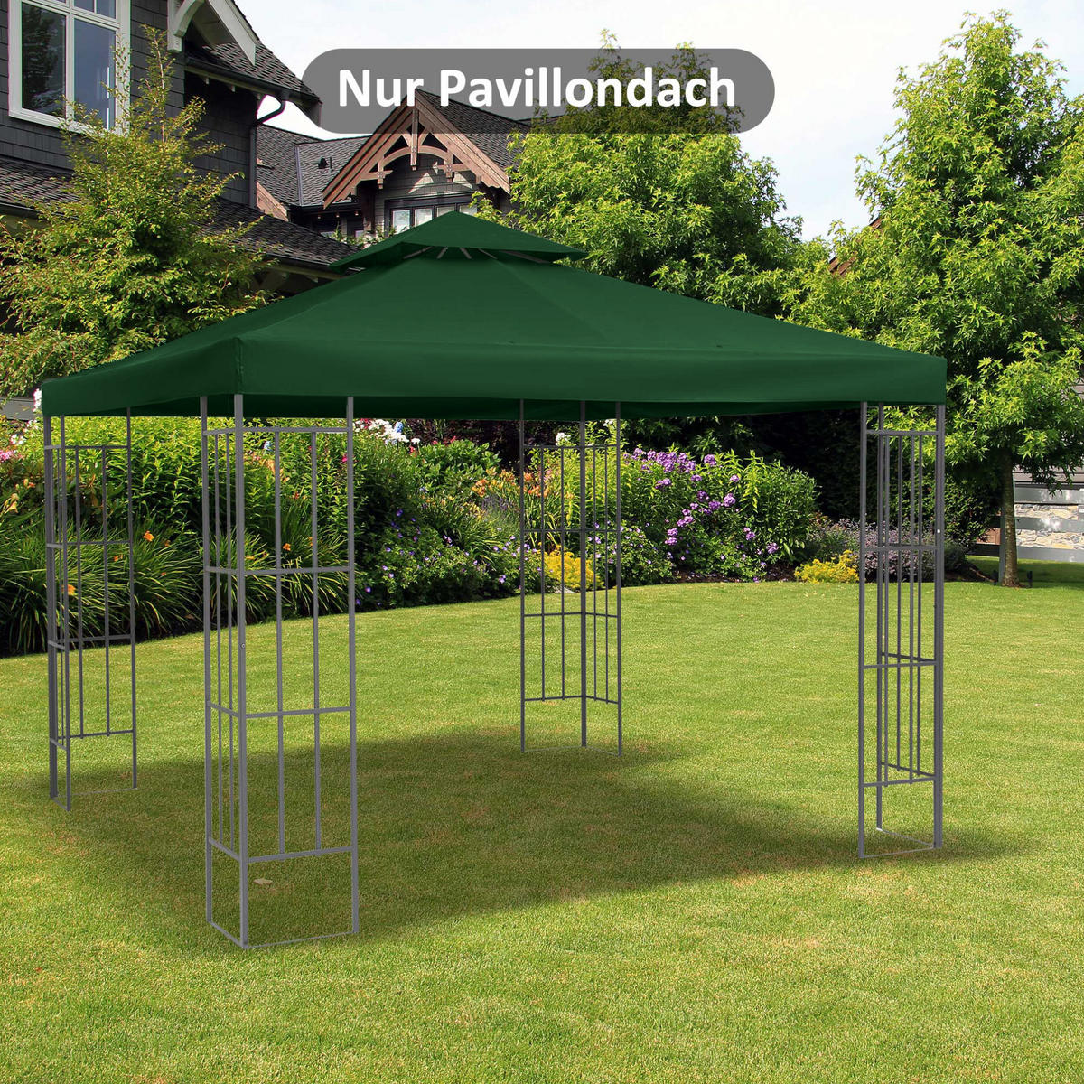 ERSATZDACH für Pavillon 300/300 cm wasserabweisend mit UV-Schutz und Doppeldach, Grün - Grün, Textil (300/20/300cm) - Redom