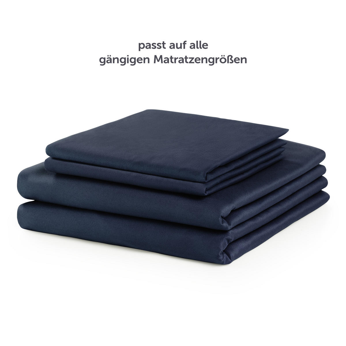 BETTLAKEN 3er Set - Spannbettlaken 180x200x30cm 2X Kissenbezug 50x80cm - Dark Ocean Blue - Dunkelblau, Textil (180/200cm)