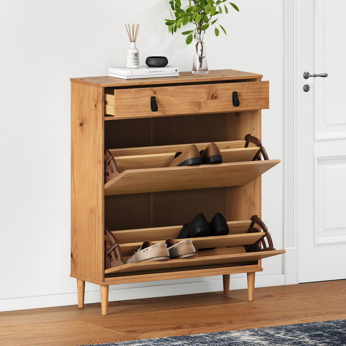 SCHUHKIPPER MIKKA Eiche - Eichefarben, Holz (86/105/30cm) - IDIMEX