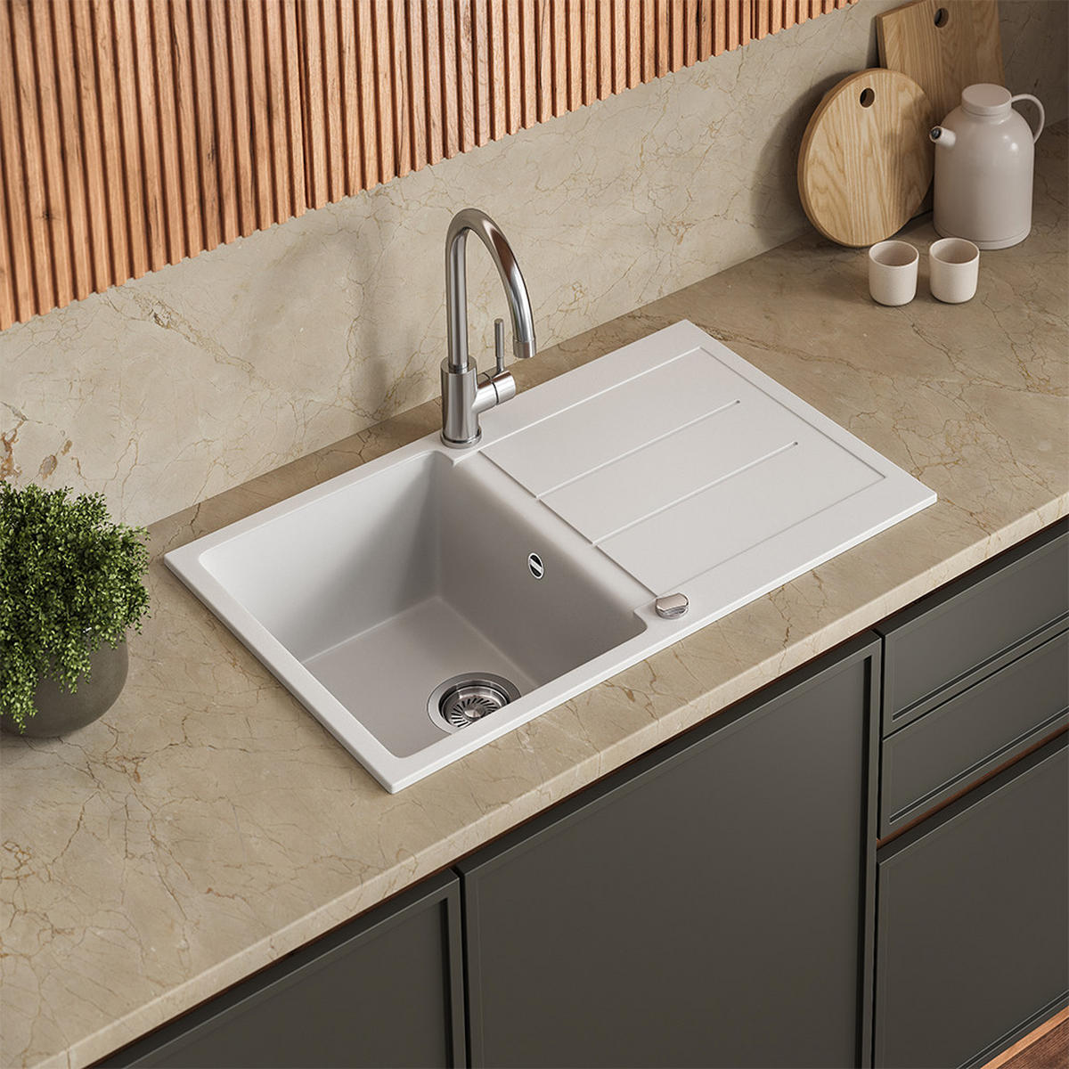 SPÜLBECKEN Kapstadt Weiß 78 x 50 cm - Weiß, Keramik (78/20/50cm) - Bergstroem