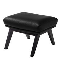 HOCKER mit Holzfüßen - Schwarz, Leder/Birkenholz (54/41/41cm) - home24