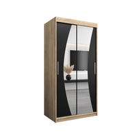 SCHWEBETÜRENSCHRANK 200/100/62 2-türig - Silberfarben/Schwarz, Holz/Kunststoff (100/200/62cm) - Abiks Möbel