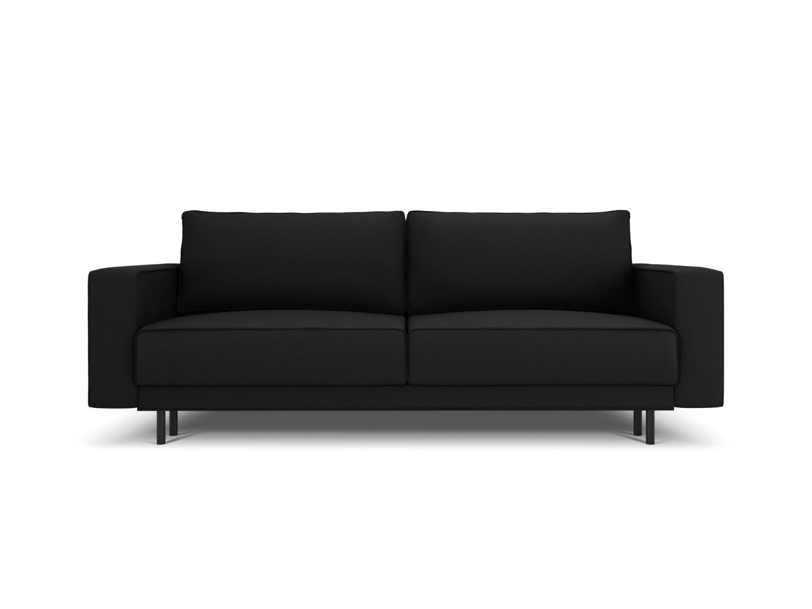 AUSKLAPPBARES-SOFA mit Bettkasten Caro aus strukturiertem Stoff schwarz 3 Sitzplätze - Schwarz, Textil (97/93/236cm) - Micadoni