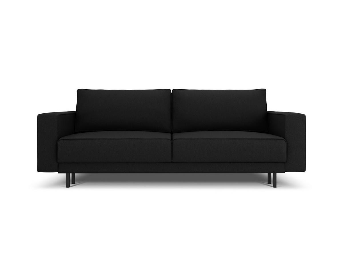 AUSKLAPPBARES-SOFA mit Bettkasten Caro aus strukturiertem Stoff schwarz 3 Sitzplätze - Schwarz, Textil (97/93/236cm) - Micadoni