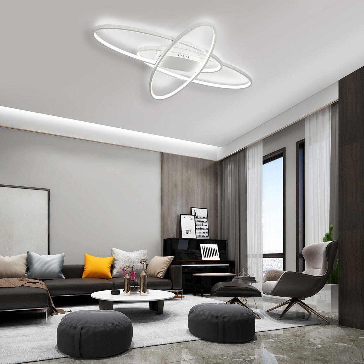 LED-DECKENLEUCHTE Zoe 85/62/7cm - Weiß, Metall (85/62/7cm) - ZMH