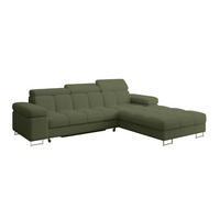 ECKSOFA mit Schlaffunktion Ottomane Rechts COMA L 271x203x79 Grün Bouclé - Smaragdgrün, Holzwerkstoff/Textil (203/271cm) - ALTDECOR