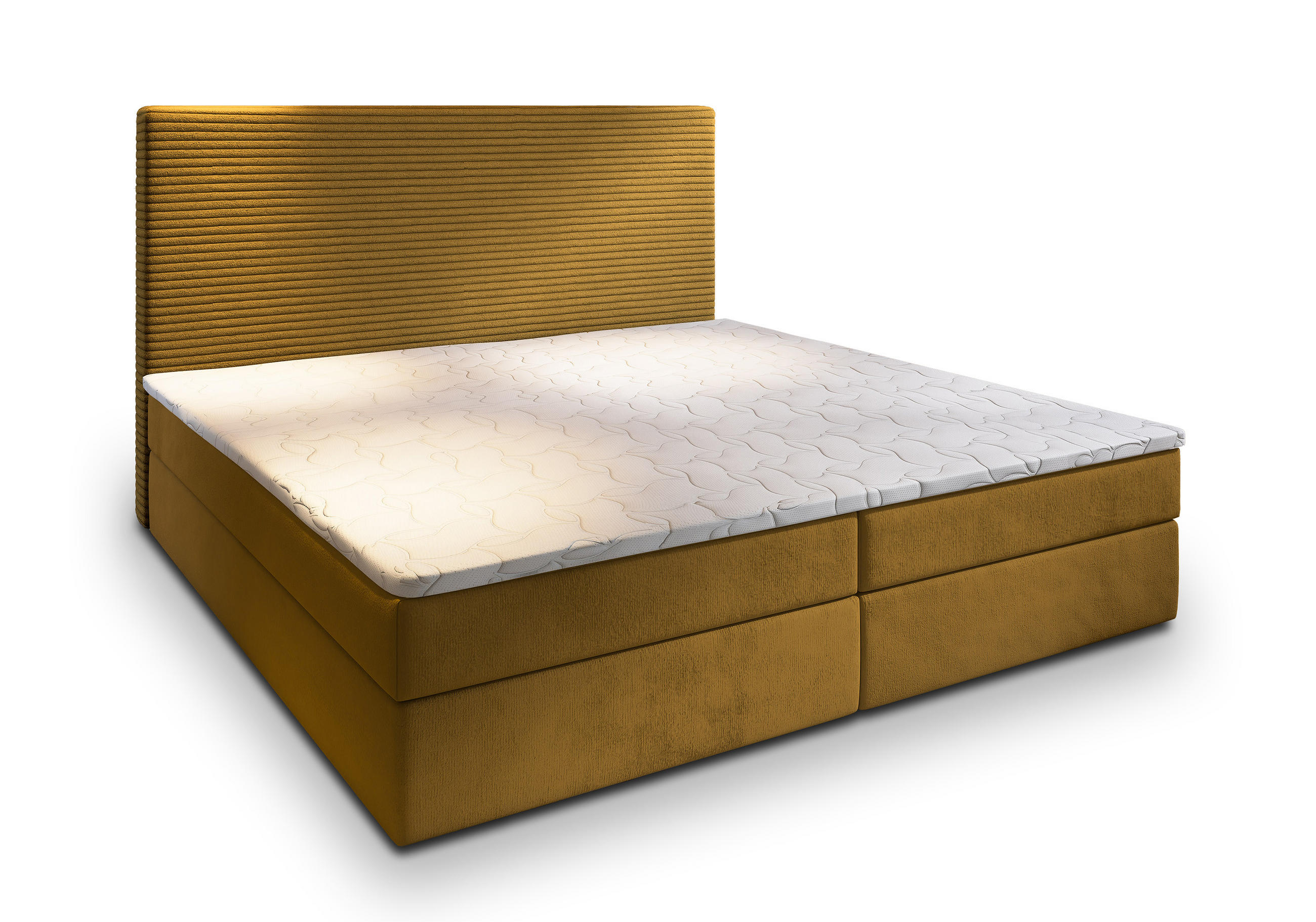 BOXBETT GIARRO 140x200 cm mit Matratze und Topper - Gelb - Gelb, Holz (140/200cm) - MASSENO