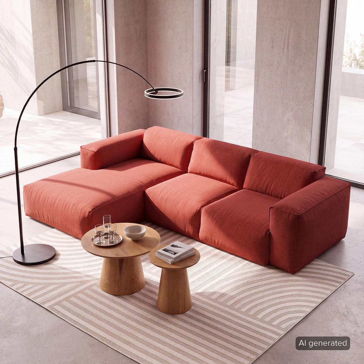3-SITZER ECKSOFA mit Longchair - Rot/Schwarz, Kunststoff/Textil (251/173cm) - home24