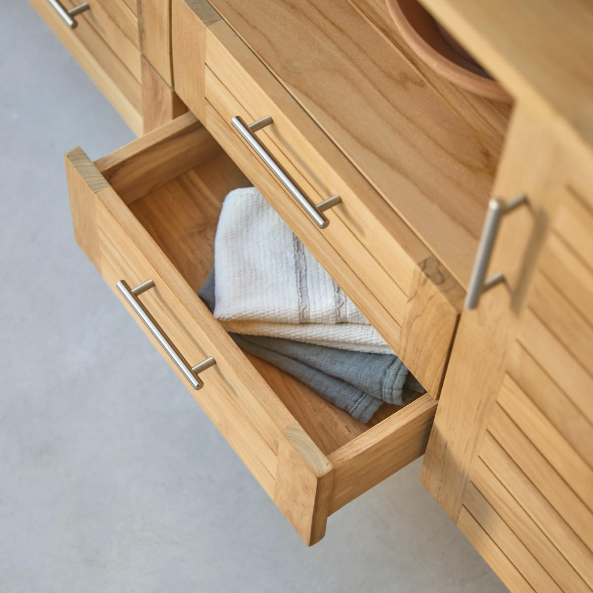 WASCHTISCHUNTERSCHRANK Soho Natur aus Teak - Naturfarben, Holz (165/75/55cm) - Tikamoon