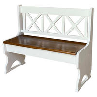 LANDHAUSBANK aus Kiefernholz mit Kreuzlehne, Weiss/Eiche, 105 cm - Eichefarben, Holz (105/86/36cm)