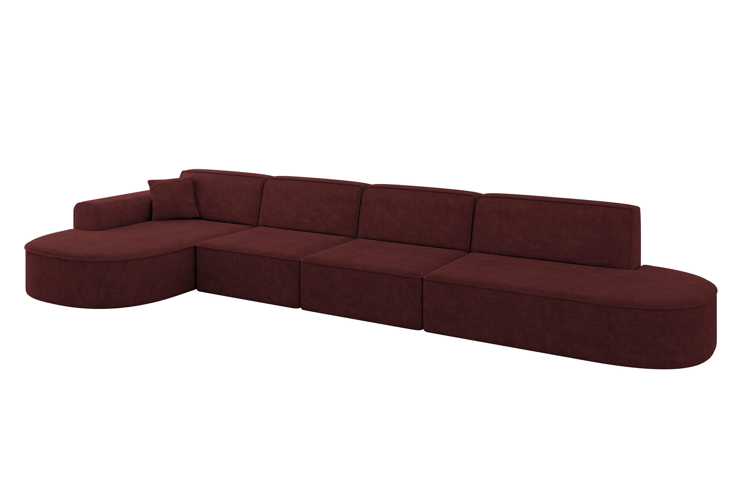 ALTDECOR ROHOVÁ SEDACÍ SOUPRAVA s otomanem vlevo MARI-L3 – 413 × 171 × 79 cm, bordó, velur