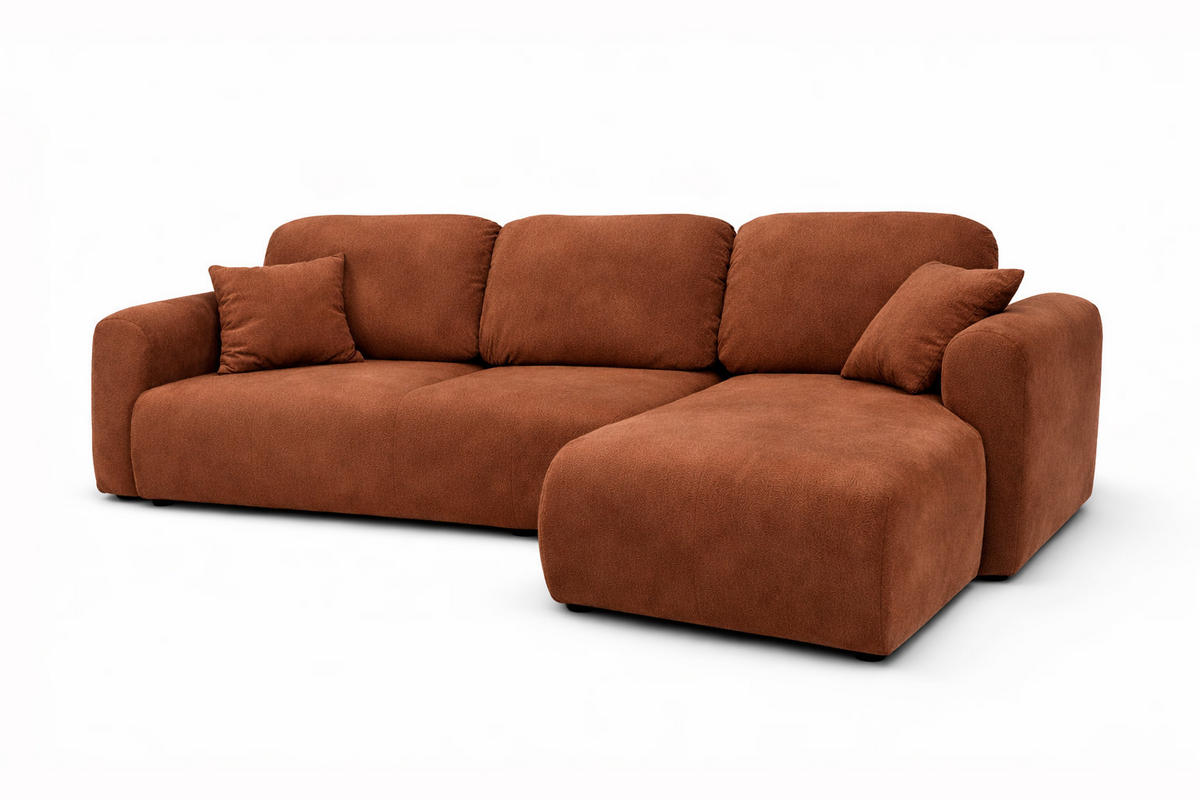 ECKSOFA Mit Schlaffunktion Und Bettkasten, Sofa L-Form Bingo L, Veloursstoff Salvador, Dunkelbraun, Rechts - Dunkelbraun, Holz (250/142cm) - Kaiser Möbel
