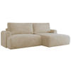 ECKSCHLAFSOFA TONO L Creme Plüsch - rechts - Creme/Schwarz, Kunststoff/Textil (150/260cm) - MKS