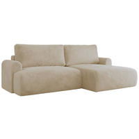 ECKSCHLAFSOFA TONO L Creme Plüsch - rechts - Creme/Schwarz, Kunststoff/Textil (150/260cm) - MKS