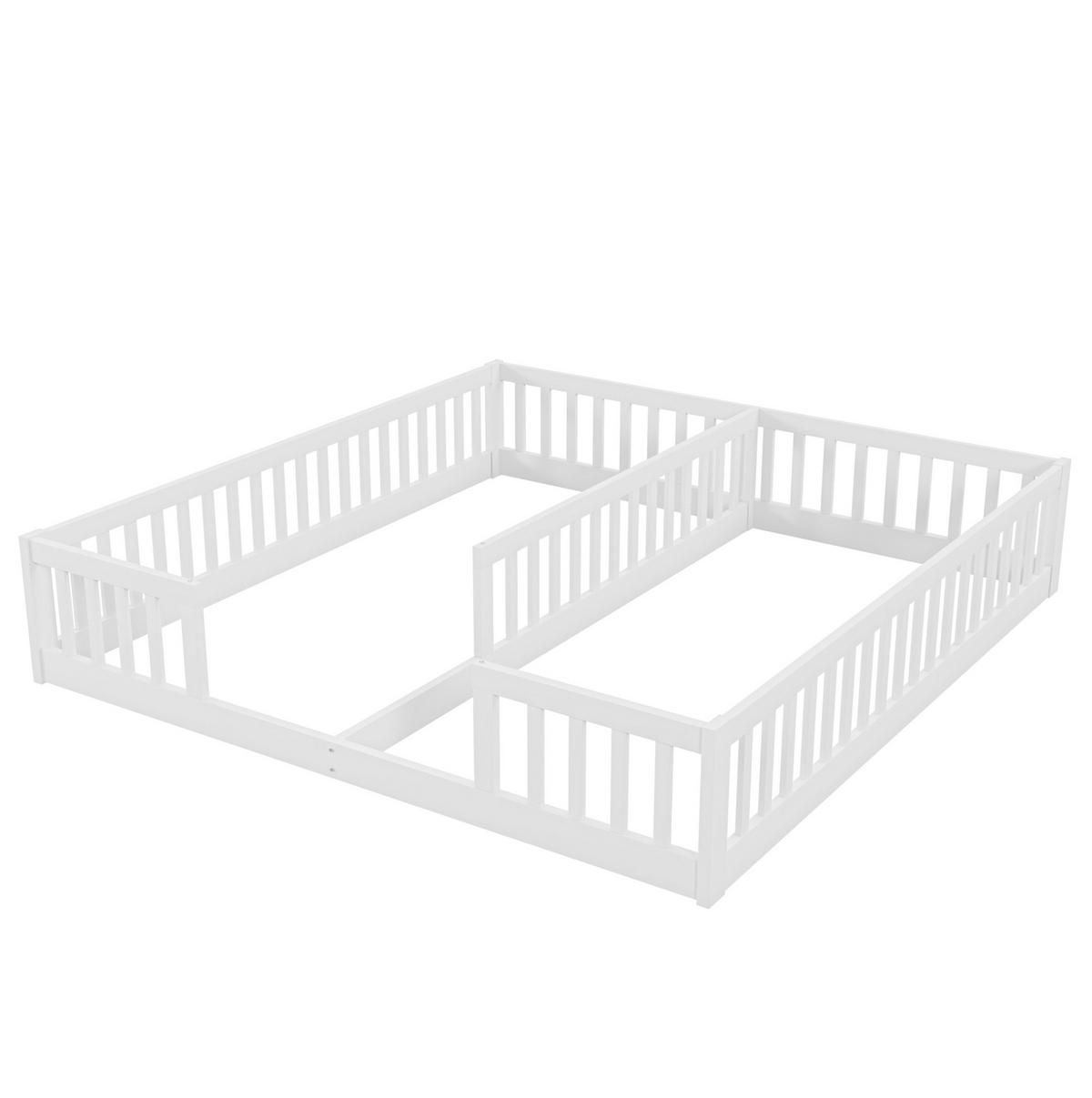 KINDERBETT 180/200 cm weiß aus Kiefer und MDF mit Sicherheitsgitter - Weiß, Holzwerkstoff (90/200cm) - OKWISH