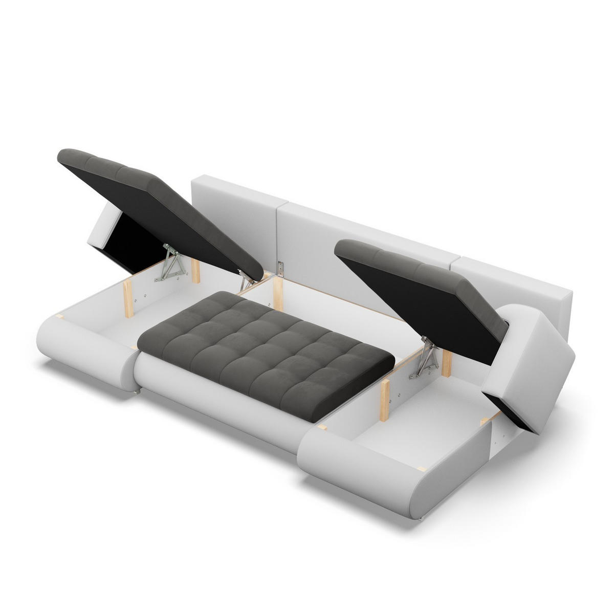 U-SOFA MIT SCHLAFFUNKTION FORESTA, Dunkelgrau + Grau - Dunkelgrau/Hellgrau, Textil (302/89/159cm)