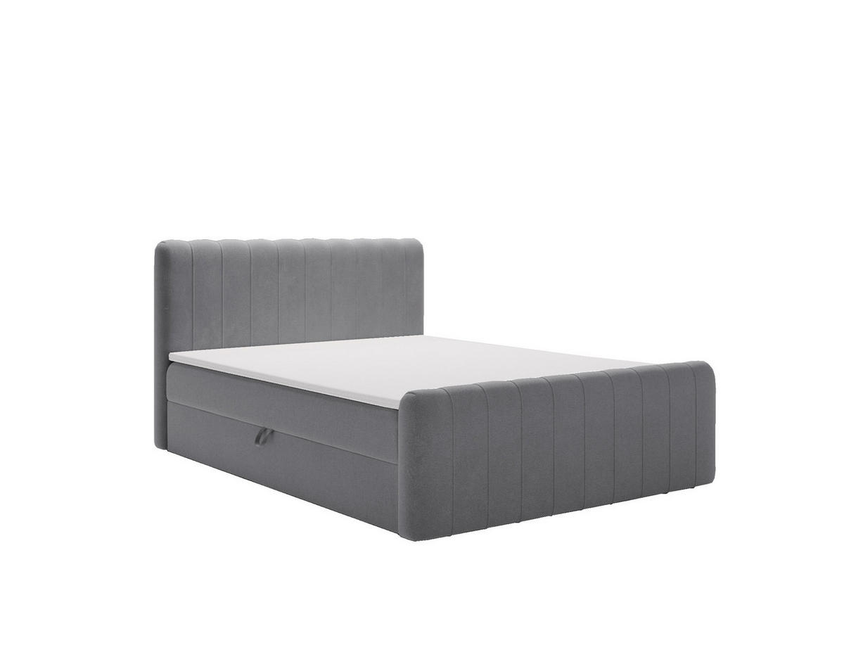 BOXBETT OSLO mit Bettkasten Stoff Komodo Grau 140x200 cm - Grau, Holz (140/200cm) - Kaiser Möbel