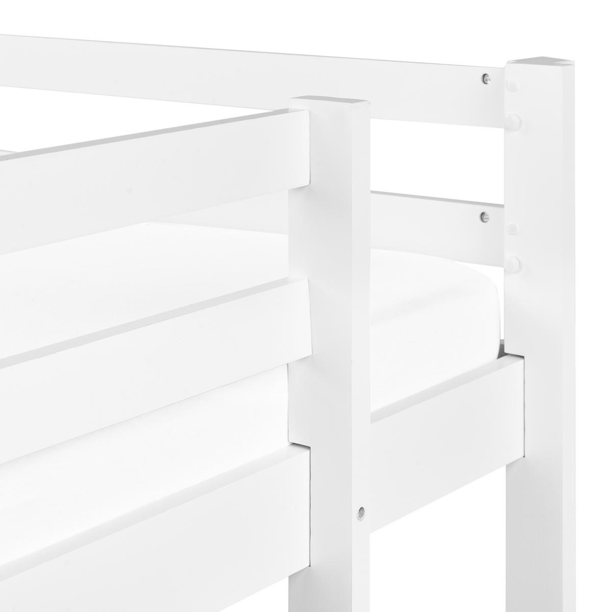 HOCHBETT MIT SCHREIBTISCH 90x200 cm Weiß Loury - Weiß, Holz (90/200cm) - Beliani