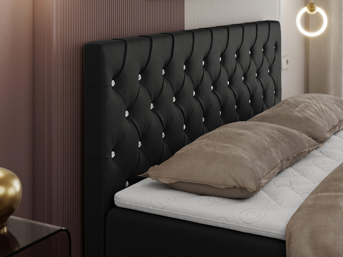 BOXBETT ROMA 120/200 - Schwarz Kunstleder - H4 - Schwarz, Holz/Textil (120/200cm)