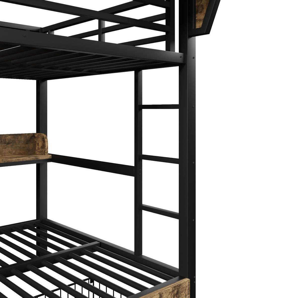 ETAGENBETT mit Regal 140x200 cm Metall Schwarz 3-tlg. - Schwarz, Metall (140/200cm) - Meubliv