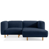 ECKSOFA-RECHTS FOSERO, Bouclé - Buchefarben/Dunkelblau, Holz/Holzwerkstoff (204/155cm) - KONSIMO®
