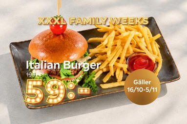 Italian burger 59:- Gäller 16/10-5/11