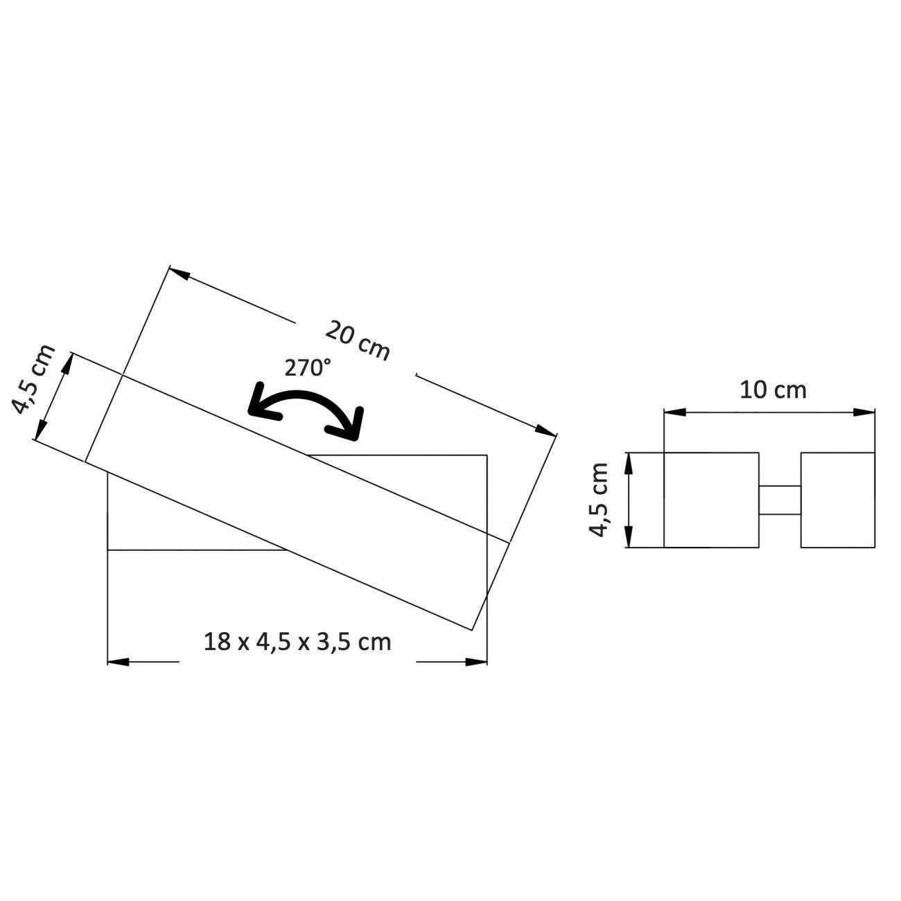 WANDLEUCHTE Salvi, Schwarz, 20cm - Schwarz, Metall (10/4.5/20cm) - KOSILUM