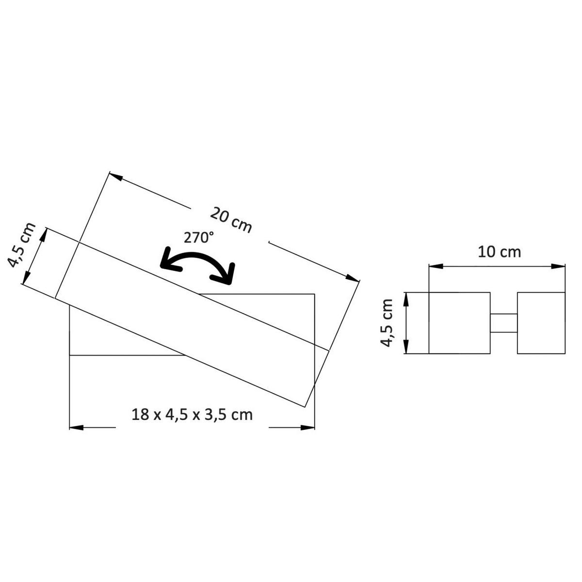 WANDLEUCHTE Salvi, Schwarz, 20cm - Schwarz, Metall (10/4.5/20cm) - KOSILUM