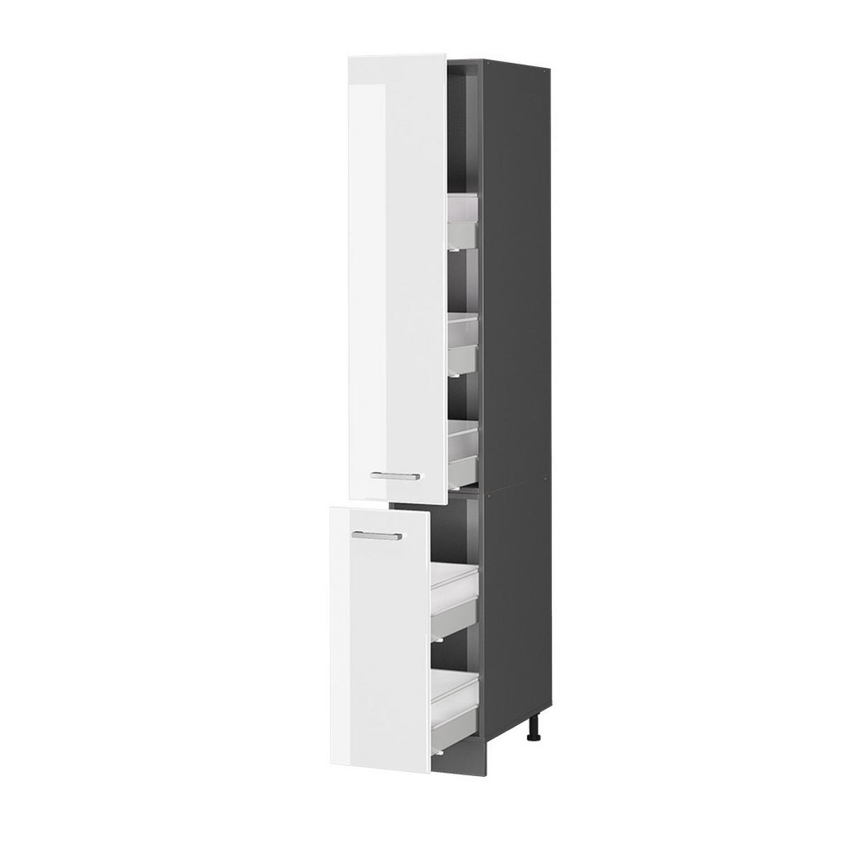APOTHEKERSCHRANK R-Line Weiß Hochglanz 30 cm - Weiß Hochglanz/Anthrazit, Holzwerkstoff (30/206.8/57.2cm) - Vicco