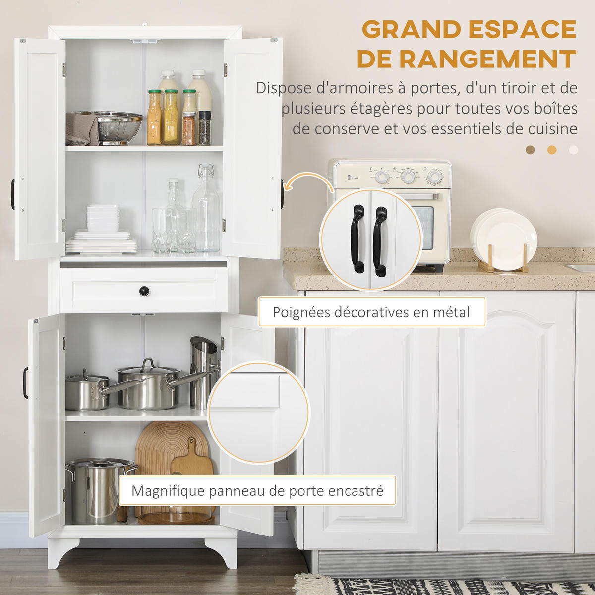HIGHBOARD DE-11042 4 Türen & 1 Schublade mit verstellbaren Böden Weiß - Weiß, Holzwerkstoff (38/170/60cm) - ComfortXL